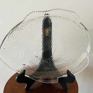 Anchor Hocking Glass Fish Platter, Fish Serving Platter, Beach home Decor